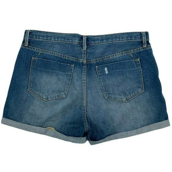 Mossimo Short Womens Sz 12/31 Boyfriend Midi Cuffed Hem Distressed Pockets Denim - Picture 4 of 6